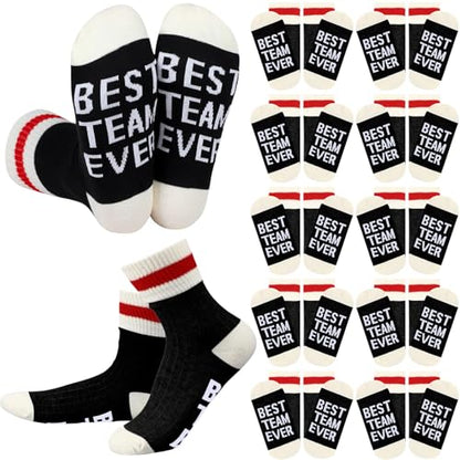 Glitopper 12 Pairs Best Team Ever Gift Socks Bulk - color: Black, style: Team