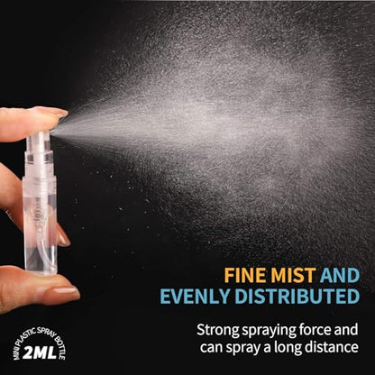 Fandamei Mini Spray Bottle, 60PCS 2ml Mini Clear Plastic Spray Bottle Empty, Fine Mist Refillable Mini Perfume Bottle. Small Empty Sample Containers Bottle. 2ml, 60 Pack, Clear, FANL-093 - size: 2ml