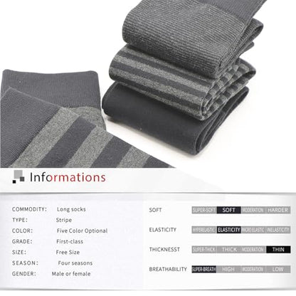 Men's Colorful Striped Dress Socks, 5-Pack Cotton, Sock Size 10-13 - color: Black & Charcoal Classic Mix