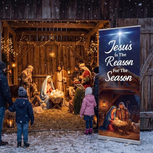 Ceenna 63" x 23.6" Christmas Nativity Retractable Banner with Bag - style: Christmas Nativity