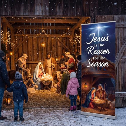 Ceenna 63" x 23.6" Christmas Nativity Retractable Banner with Bag - style: Christmas Nativity