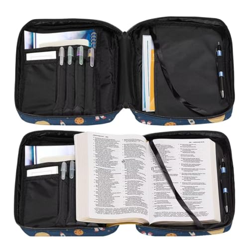 Coldinair Cartoon Bible Covers Bag for Kids,Outer Space Astronaut Carrying Book Case Church Bag Bible Holder with Handle and Zippered Pocket - color: Cartoon Outer Space Astronaut