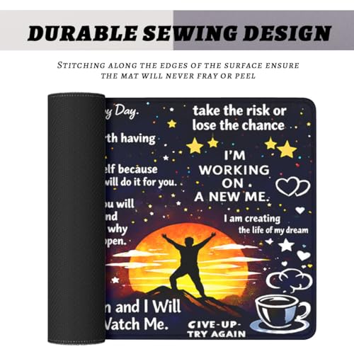 Motivational Quotes Mouse Pad Inspirational Night Sky Extended Mousepad Waterproof Stitched Edges Rubber Base Non-Slip Deskmap Computer Keyboard Mat 31.5x11.8 Inch - color: Motivational Quotes, size: 31.5" x 11.8"