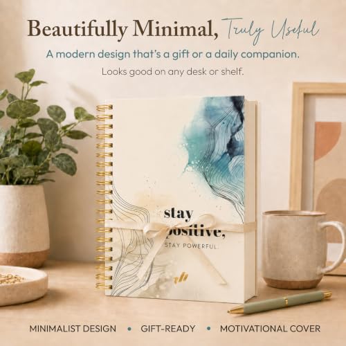 300-Page Hard Cover Notebook with Affirmations - B5 Spiral Bound - color: Stay Positive2 (Marble)