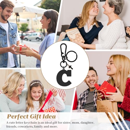 Dabihu Letter Keychain Christian Letter A-Z Alphabet Keyring for Backpack Handbag Alphabet Monogram Key Chain - color: C