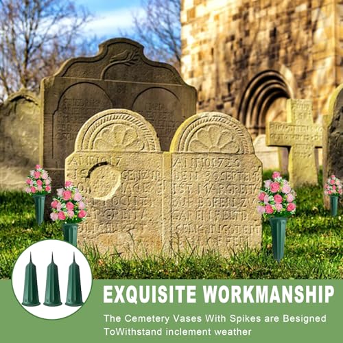 24 Pack Cemetery Vases for Grave Cemetery Vases with Spikes Flower Holder for Cemetery Cemetary Vase Grave Flower Holder Grave Flower Holder for Cemetery Green - color: Grass Green