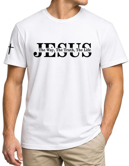 Christian Shirts for Men Jesus Faith Cross Tshirt Bible Verse Tee Tops - color: White-a, size: Medium