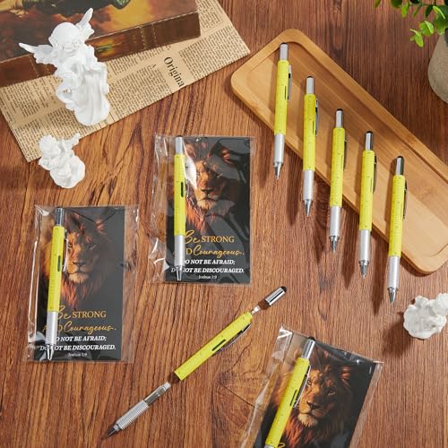 50 Sets Father's Day Religious Gifts Bulk for Church, 6 in 1 Multi Tool Pen with Bible Verse Bookmarks, Christian Gifts for Men, Pastor, Church Visitors, Men of God Appreciation Gift
