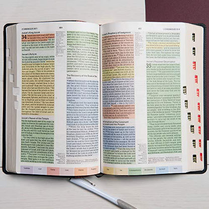 CSB Rainbow Study Bible, Black/Tan LeatherTouch, Indexed - color: Black/Tan Indexed