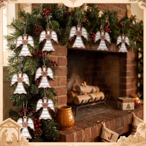 Shellwei 24 Pcs Christmas Wooden Nativity Ornaments Set Bulk Gift - style: Mom Angel