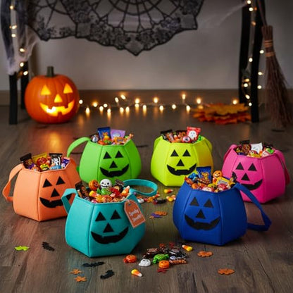 SilTriangle 8 Pcs Pumpkin Trick or Treat Buckets Felt Pastel for Halloween