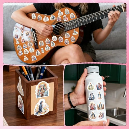 Virgin Mary Stickers for Adults - 50 Pcs Catholic Water Bottle Stickers, Blessed Mother Waterproof Scrapbook Sticker, Vinyl Decals for Luggage Laptop Journal - style: Catholic