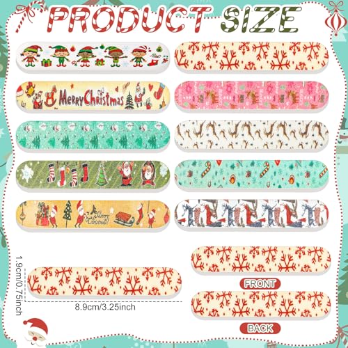 50 Pack Christmas Mini Nail Files Bulk Xmas Emery Boards Gifts - style: Elegant