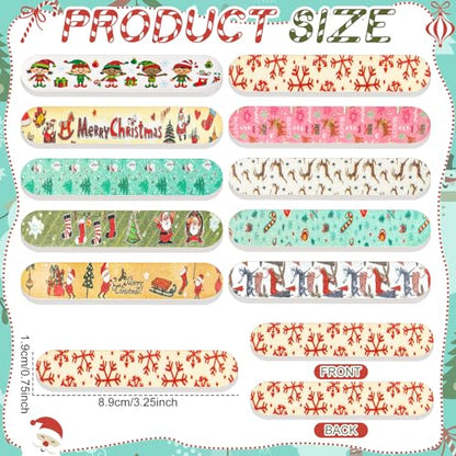 50 Pack Christmas Mini Nail Files Bulk Xmas Emery Boards Gifts - style: Elegant