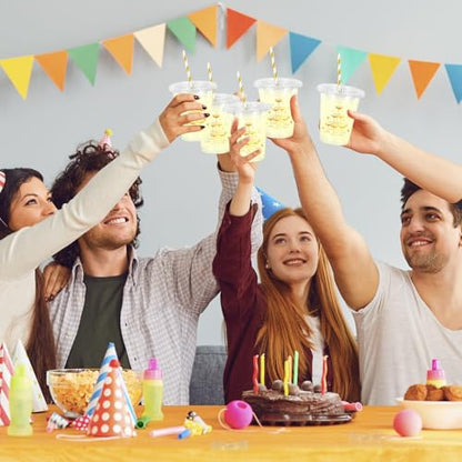 JarThenaAMCS 50Pcs Wedding Plastic Cups with Lids Gold Foil Straws Cheers Coffee Drinking Cup 12oz Gold Goblet Bachelorette Party Disposable Cups for Bridal Shower Bride Shower Anniversary