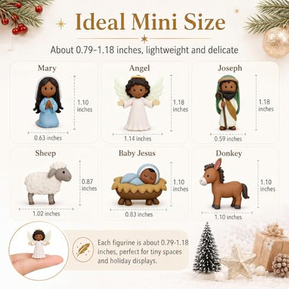 Cinnvoice 60 Pcs Christmas Nativity Sets, Mini Jesus Resin Figurines Crafts - color: Black, style: Jesus