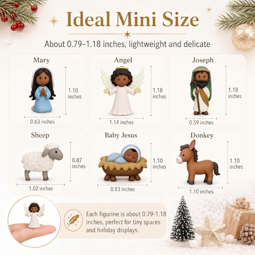 Cinnvoice 60 Pcs Christmas Nativity Sets, Mini Jesus Resin Figurines Crafts - color: Black, style: Jesus