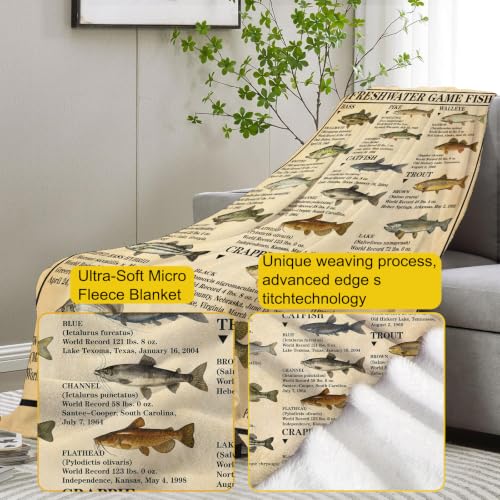 Freshwater Game Fish Blanket Gifts for Women Dad - color: Fish, size: 50"x60"