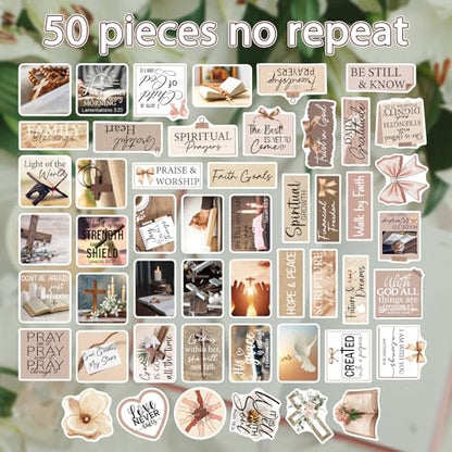 Prayer Board Stickers Supplies - 50 Pcs Prayer Vision Board Stickers, Motivational Water Bottle Sticker for Women, Bow Waterproof Scrapbook Decals, Vinyl Sticker for Laptop Journaling - style: Prayer