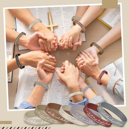 Ecation 72 Pcs Bible Verse Christian Bracelets Silicone,Black Brown - color: Black Brown