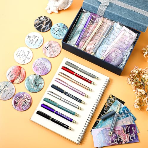 Gueevin Christian Gifts Bulk 30 Sets, Bible Verse Pen Bookmark Mirror Set