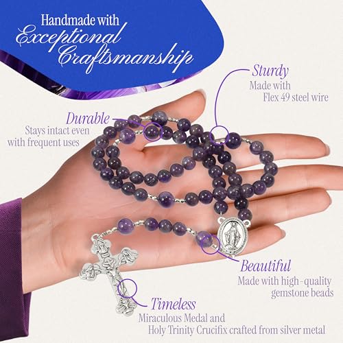 Handmade Catholic Rosary Beads - color: Purple Amethyst
