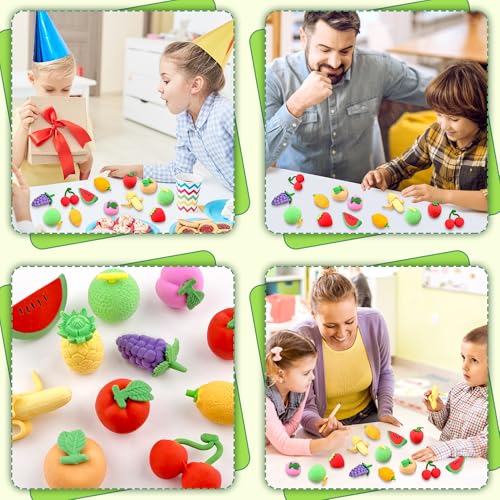 30 pcs Fruit Erasers for Kids Desk Pet Classroom Prizes,3D Take Apart Pencil Erasers Cute Puzzle Erasers for Kids Class Treasure Box,Game Rewards,Party Favors - color: Fruit-30