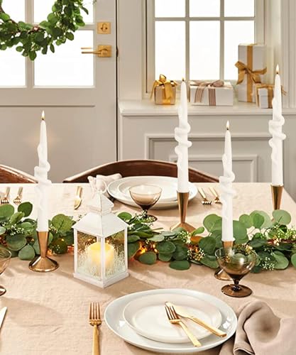 Ivory Taper Candle Candlestick Snake Soy Candles Unscented Wedding Party Wax Unscented Dinner Candle Dripless,8 inch,Set of 4,Snake - color: 8''Snake-Ivory
