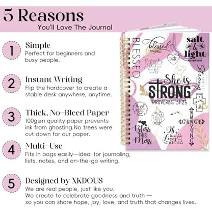 XKDOUS Hardcover Spiral Notebook, Bible Journal for Women, Bible Notebook - color: Purple