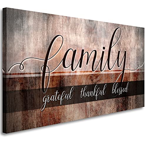 Canvas Wall Art for Living Room-Family Grateful Thankful Blessed-Christian Wall Decor-Family Signs Canvas Prints-Blessed Wall Decor-Artwork Framed Painting Home Decoration Ready to Hang 20"x40" - color: Family Grateful Thankful Blessed, size: 40"L x 20"W
