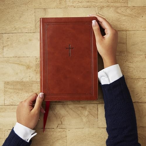KJV Giant Print End-of-Verse Reference Bible, Brown Leathersoft, Red Letter, Comfort Print