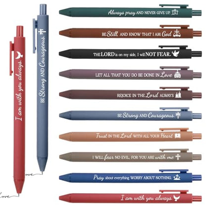 100 Pcs Bible Verse Pens Bulk, Christian Gifts Bulk Inspirational Quotes Retractable Ballpoint Pens Black Ink Religious Gifts for Women Men Office School Church Guests Bible Study Groups Dark Color
