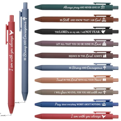 100 Pcs Bible Verse Pens Bulk, Christian Gifts Bulk Inspirational Quotes Retractable Ballpoint Pens Black Ink Religious Gifts for Women Men Office School Church Guests Bible Study Groups Dark Color