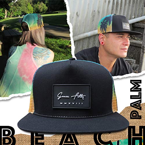 Grace Folly Trucker Hat for Men & Women. Snapback Mesh Caps - color: Palm Beach