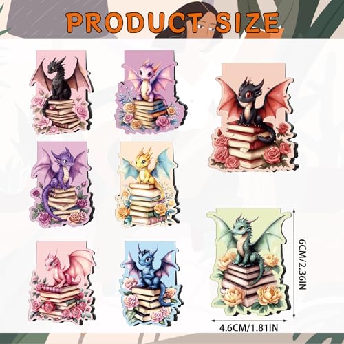 Wxiben 8 Pcs Dragon Flower Magnetic Bookmark Book Mark Page Clip - style: Flower Dragon