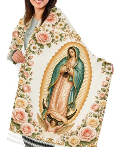 Virgen De Guadalupe Shawls for Women, Virgin Mary Blanket Scarf, Soft Scarf Wrap Prayer Shawl Catholic Gifts - color: Virgen De Guadalupe 2611