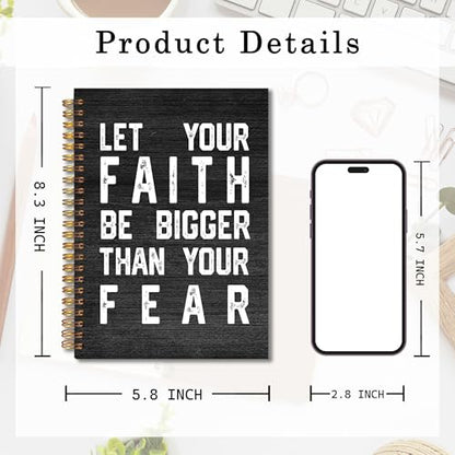 Christian Spiral Notebook 5.5x8.3, Inspirational Bible Scripture Journal for Women, Let Your Faith Be Bigger Than Your Fear Notebook for Note Taking, Christian Office Supplies - color: whtie-notebook-christian 10