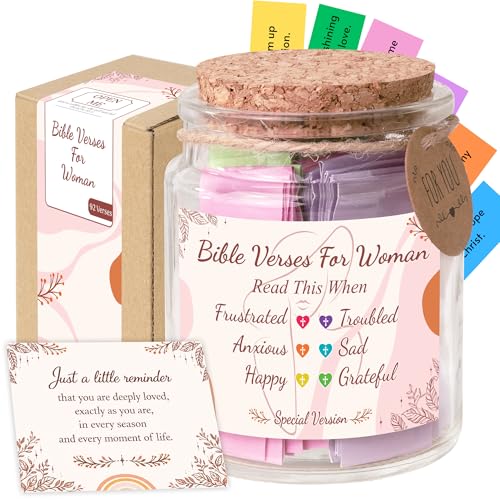 Bible Verses Jar for Women – Christian Gifts For Women, Color Coded Scripture Jar, Mothers Day Gifts For Mom - color: Big Bible Jar For Woman
