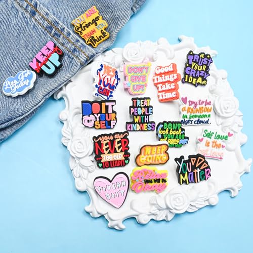 Cute Pins Bulk, Funny Lapel Badge Pins Rubber Brooch Pins for Backpacks, Hats, Bags - style: Positive-30PCS
