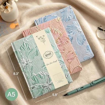 Flower Notebook, Hardcover, Lay Flat, A5, 6x8, Wide Ruled Pages, Writing Journal for Women, Pretty Notebook, Recipe Journal, Garden Journal, Gratitude Journal, Lily Gifts, Green - color: Lily Green