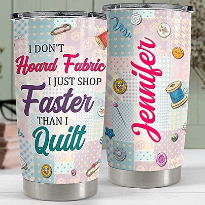 SANDJEST Personalized Sewing Tumbler Sewing Pattern 20oz 30oz Tumblers with Lid Gift for Women Quilting Crochet Lover Mom Grandma Birthday Christmas - color: Sewing