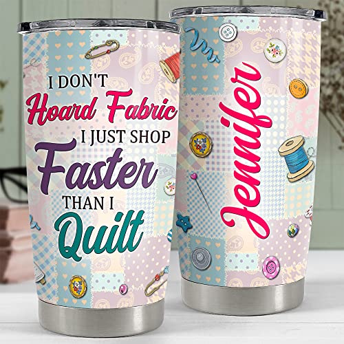SANDJEST Personalized Sewing Tumbler Sewing Pattern 20oz 30oz Tumblers with Lid Gift for Women Quilting Crochet Lover Mom Grandma Birthday Christmas - color: Sewing