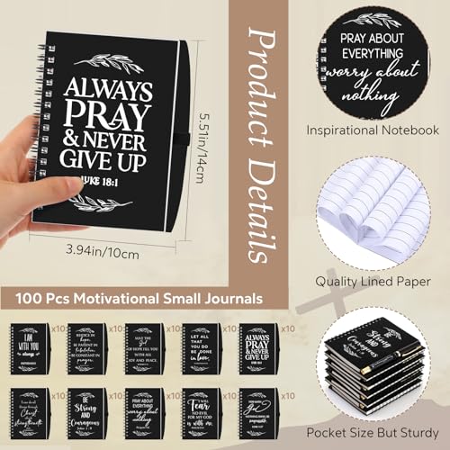Kosiz 200 Pcs/100 Set Christian Gift Bulk Spiral Notebook and Pen, Black - color: Black