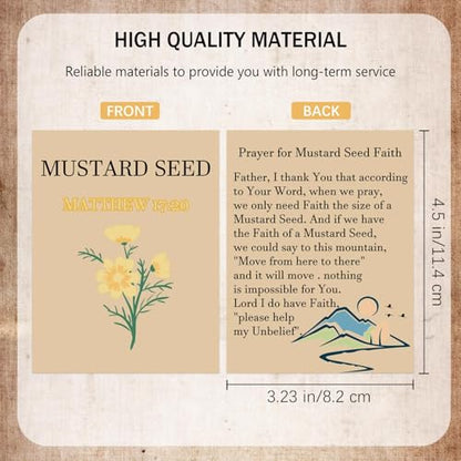 Mustard Seed Prayer Cards 100 pcs Christian Faith Bible Verse Matthew 17:20 - color: kraft