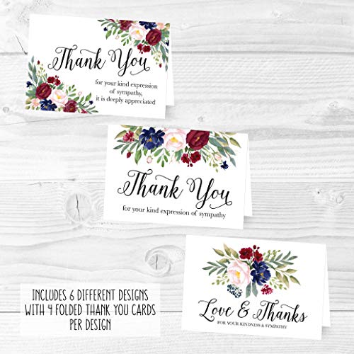24 Sympathy Thank You Cards with Envelopes Thank You Cards for Funeral