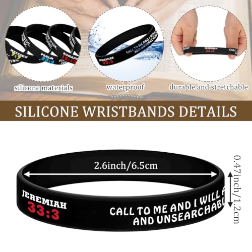 Sinmoe 100 Pcs Bible Verse Bracelets Bulk Religious Silicone Wristbands