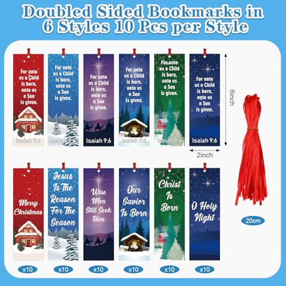 Dispowreath 60 Pcs Christmas Isaiah 9: 6 Religious Christian Bookmarks Church Bookmarks Gift for Teens Men Women Church Home Party Favors - style: Christmas Isaiah 9:6