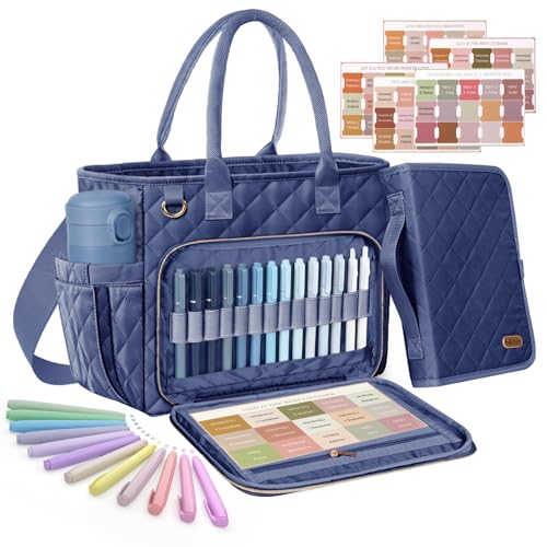 Large Bible Bag with Bible Cover Case for Women, Quilted Bible Tote Bag - color: Navy