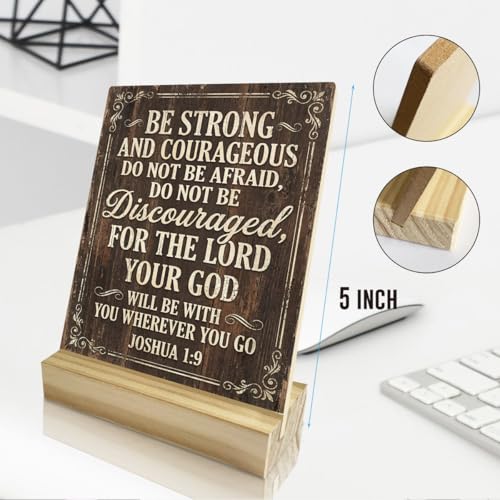 Christian Home Decor, Christian Gifts for Men,Joshua 1 9 Gifts, Inspirational Wooden Plaque Sign Bible Verse Decor for Home Office Shelf Decor - color: Be Strong And Courageous Do Not Be Afraid, Do Not Be Discouraged.