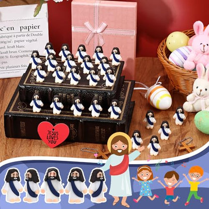 Bememo 25Pcs Mini Jesus Figure for Religious Favor,Dark Blue - color: Dark Blue